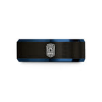 unique present for her – black & blue tungsten tiki mask wedding band