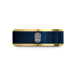 tungsten rings for women – gold & blue tungsten tiki mask wedding band