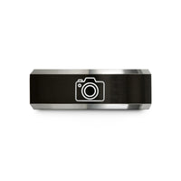 men’s tungsten wedding band – black & silver tungsten camera mirrorless wedding band