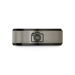 men’s tungsten wedding band – black & grey tungsten camera mirrorless wedding band