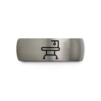 unique presents for men – gunmetal & silver tungsten grooming table icon wedding band