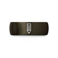 personalized rings for men – gunmetal & black tungsten marking pencil wedding band