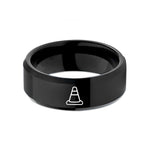 men's anniversary present ideas – black tungsten safety cone wedding band