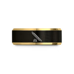 tungsten bands for couples – black & gold tungsten violin bow rosin wedding band