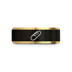 unisex tungsten wedding band – black & gold tungsten baguette wedding band