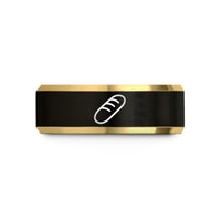 unisex tungsten wedding band – black & gold tungsten baguette wedding band