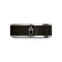 anniversary ring for couples – black & silver tungsten cocktail shaker wedding band