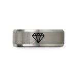anniversary ring for her – black & grey tungsten diamond brilliant cut wedding band