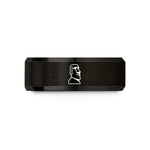 anniversary ring for women – black tungsten moai easter island wedding band