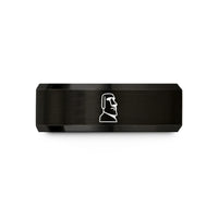 anniversary ring for women – black tungsten moai easter island wedding band