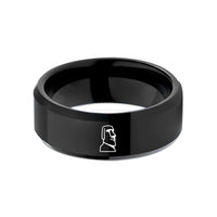 tungsten ring for couples – black tungsten moai easter island wedding band