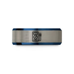 tungsten rings for men – blue & gray tungsten multimeter wedding band