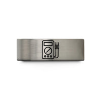 tungsten rings for men – blue & grey tungsten multimeter wedding band
