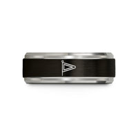 matching tungsten rings men – black & blue & grey tungsten answering pennant wedding band