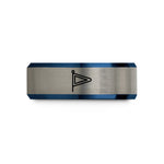 women's anniversary ring ideas – black & blue & gray tungsten answering pennant wedding band