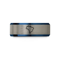 women's tungsten ring – blue & grey tungsten brazil wedding band