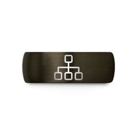 engraved rings for her – gunmetal & blue tungsten decision tree icon wedding band