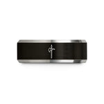 tungsten anniversary ring – black & grey tungsten halberd wedding band