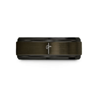 women's tungsten band – gunmetal & black tungsten halberd wedding band