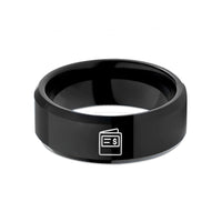 custom ring for her – black tungsten check presenter wedding band