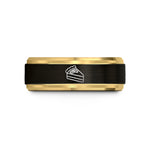 best presents for her – black & gold tungsten pecan pie slice wedding band