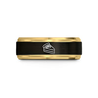 best presents for her – black & gold tungsten pecan pie slice wedding band
