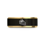 tungsten rings for her – black & gold tungsten pecan pie slice wedding band