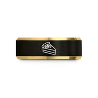 tungsten rings for her – black & gold tungsten pecan pie slice wedding band