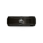 unique birthday presents – black & rose gold tungsten pecan pie slice wedding band