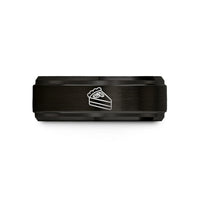 unique birthday presents – black & rose gold tungsten pecan pie slice wedding band