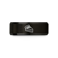 best presents for her – black & rose gold tungsten pecan pie slice wedding band