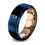 20th Gift Anniversaries for Couple – blue & rose gold tungsten boba cup ring