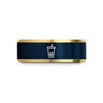 anniversary rings for couples – gold & blue tungsten boba cup wedding band