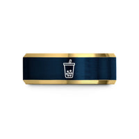 anniversary rings for couples – gold & blue tungsten boba cup wedding band