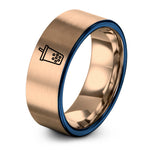 custom couple rings presents – rose gold & blue tungsten boba cup ring