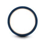 engraved rings for couples – boba cup engraving on rose gold & blue tungsten wedding band