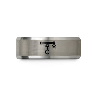 unique couple anniversary presents – black & gray tungsten center pivot sprinkler wedding band