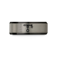 anniversary bands for couples – black & gray tungsten center pivot sprinkler wedding band
