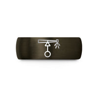 anniversary bands for couples – gunmetal & black tungsten center pivot sprinkler wedding band