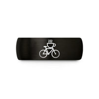 custom wedding rings men – black & rose gold tungsten coffee bike wedding band