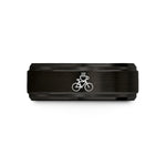 custom wedding rings men – black & rose gold tungsten coffee bike wedding band
