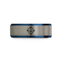unique couple ring designs – black & blue & silver tungsten octahedron wedding band