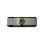 unique anniversary present ideas – black & blue & gray tungsten number 46 circle wedding band
