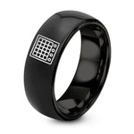 20th Gift Anniversary Ideas – black tungsten step sequencer grid ring