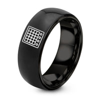 20th Gift Anniversary Ideas – black tungsten step sequencer grid ring