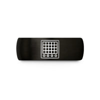 unique anniversary present ideas – black tungsten step sequencer grid wedding band
