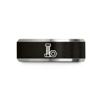 unique rings for women – black & grey tungsten bolt nut wedding band