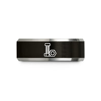 unique rings for women – black & grey tungsten bolt nut wedding band