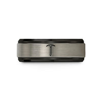 unique present for her – black & gray tungsten ice axe wedding band
