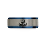 special presents for women – black & blue & silver tungsten arrow keys wedding band